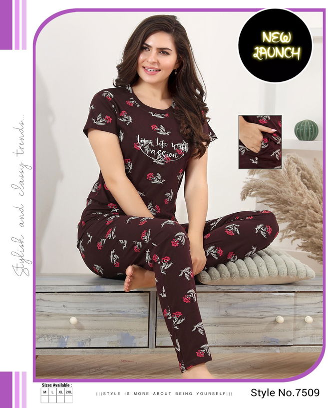 Summer Special Vol B 479 Printed Hosiery Cotton Night Suit
